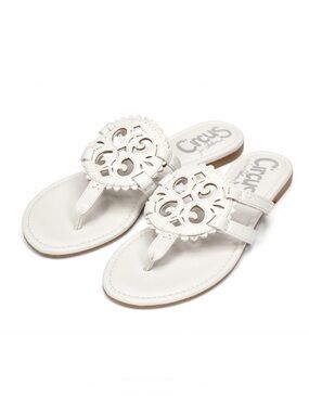 Circus by Sam Edelman White Cutout Medallion Thong Sandals Size 7.5